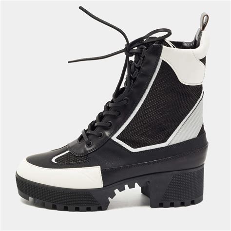 louis vuitton boots black and white|louis vuitton fuzzy boots.